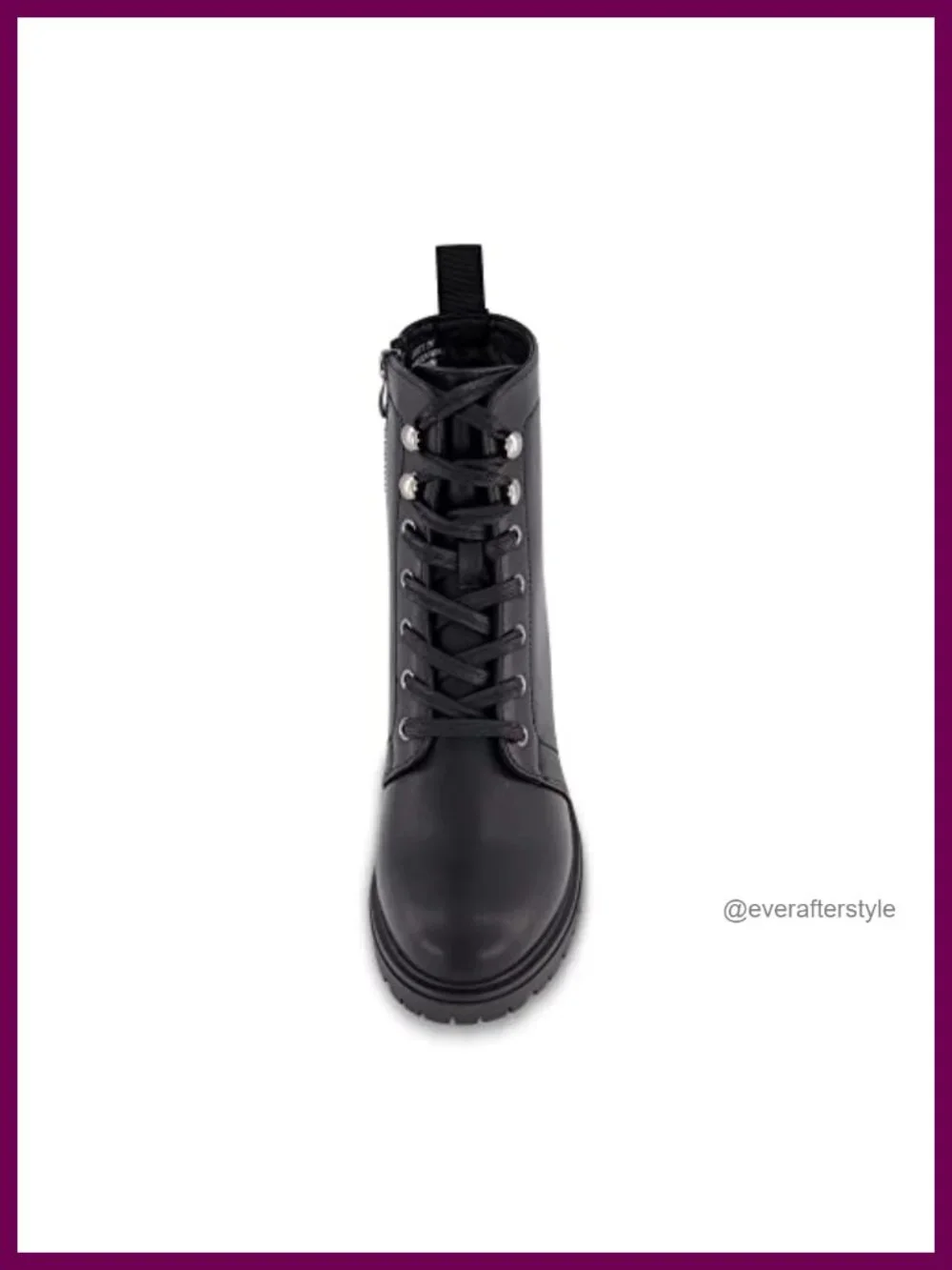 Women's Lace Up Bootie with Memory Foam Insole, Lug Sole, Side Zipper
